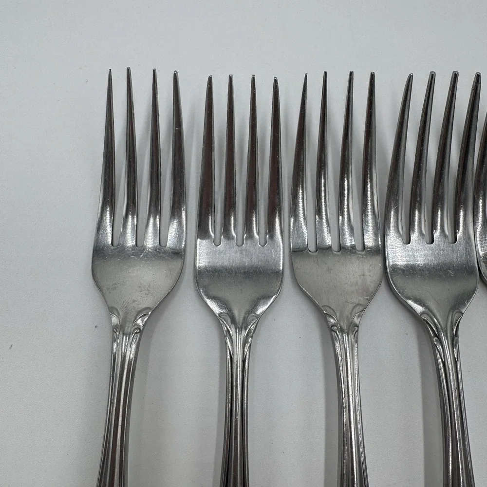 Hampton Court Stainless Japan Flatware 6 Pc Lot 5 Dinner Forks 1 Knife Vintage